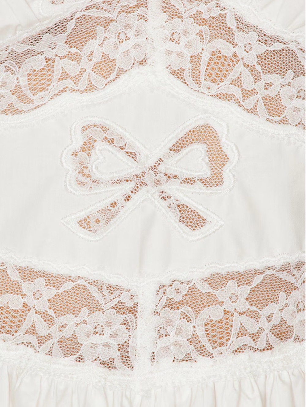 LoveShackFancy Zima Dress Optic White Cotton Lace Bow Mini Sundress, Romantic - Picture 4 of 11